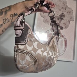 Coach Beige and Pink Shoulder Bag Rare Wont Find Another Like This